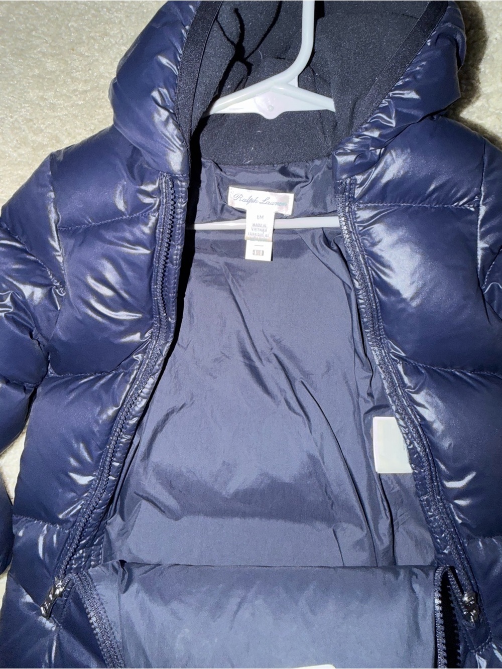 Ralph Lauren Navy Hooded Puffer Jacket for Kids